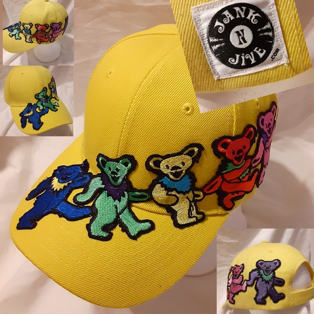 Grateful Dead hat, Yellow Dancing Bears hat, patch is PERMANENTLY STITCHED